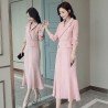 Medium and long trend splicing temperament fashion V-neck dress