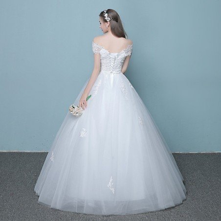 New style word wedding dress 2021 new Korean bride married slender tail neat factory direct sales