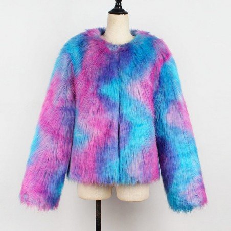 New Colorful Women'S Fur Coat Autumn Winter Jacket Woman Casual Fur Coat Natural Fur Streetwear
