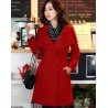 Belted woolen coat with slim collar