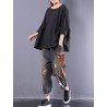 Women Vintage Long Sleeve Crewneck Plaid Loose Blouse
